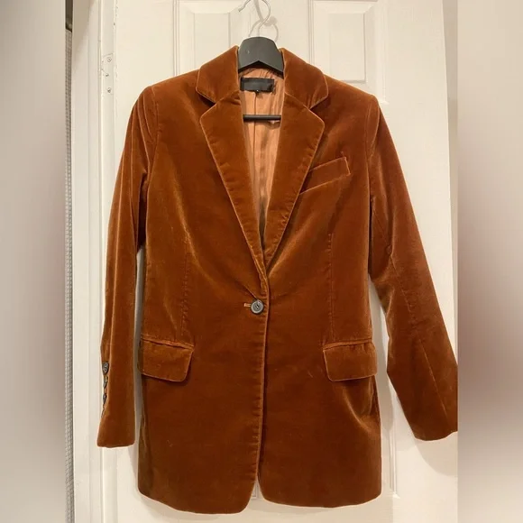 Nili Lotan Brown Marshall Velvet Blazer Tailored Suit Jacket - Picture 1 of 8